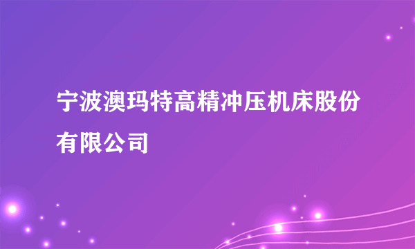 宁波澳玛特高精冲压机床股份有限公司