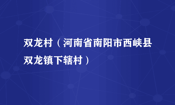 双龙村（河南省南阳市西峡县双龙镇下辖村）