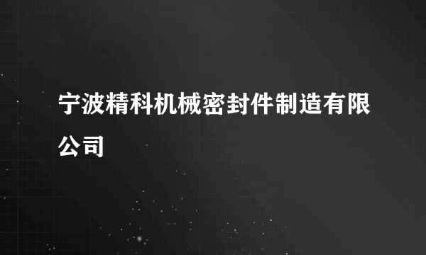 宁波精科机械密封件制造有限公司