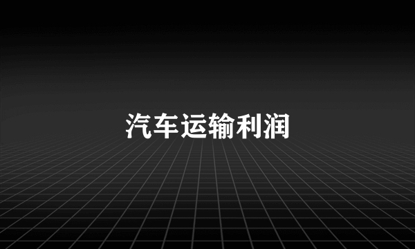 汽车运输利润