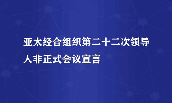 亚太经合组织第二十二次领导人非正式会议宣言