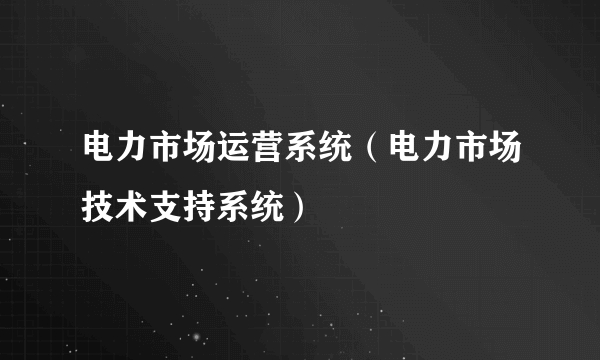 电力市场运营系统（电力市场技术支持系统）