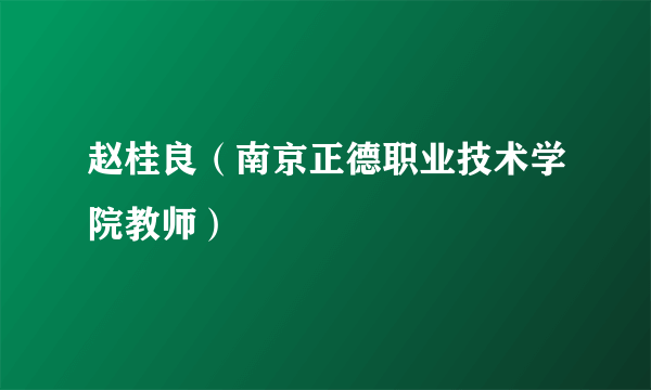 赵桂良（南京正德职业技术学院教师）