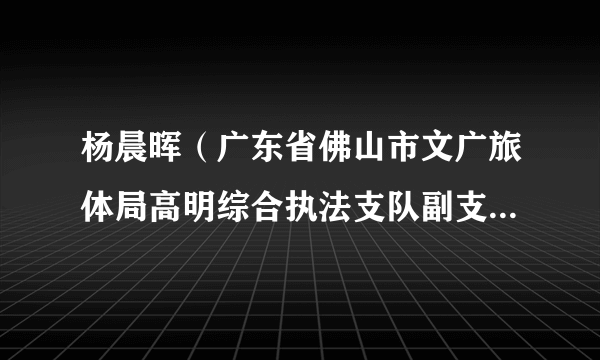 杨晨晖（广东省佛山市文广旅体局高明综合执法支队副支队长，挂任区文广旅体局副局长）