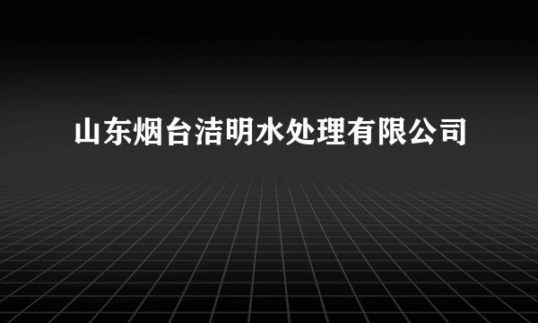 山东烟台洁明水处理有限公司