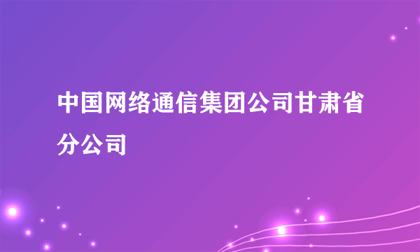 中国网络通信集团公司甘肃省分公司