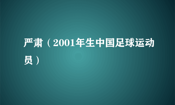 严肃（2001年生中国足球运动员）