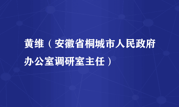 黄维（安徽省桐城市人民政府办公室调研室主任）