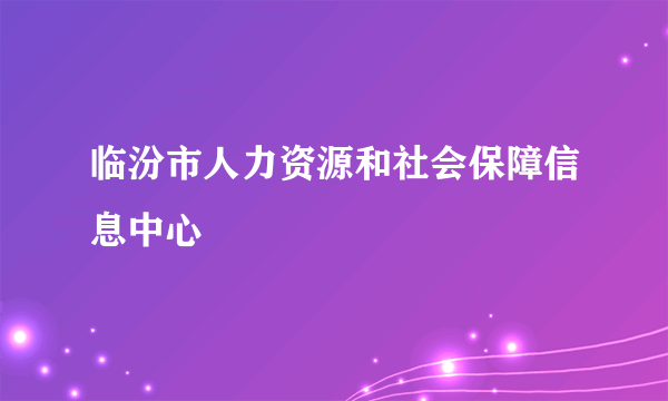 临汾市人力资源和社会保障信息中心