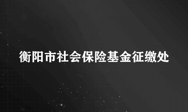 衡阳市社会保险基金征缴处