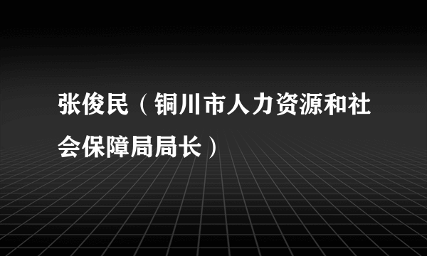 张俊民（铜川市人力资源和社会保障局局长）