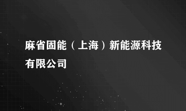 麻省固能（上海）新能源科技有限公司