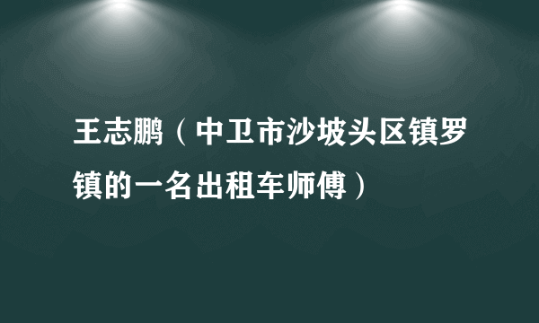 王志鹏（中卫市沙坡头区镇罗镇的一名出租车师傅）