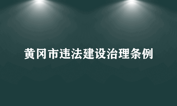 黄冈市违法建设治理条例