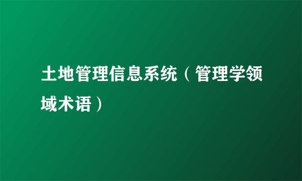 土地管理信息系统（管理学领域术语）