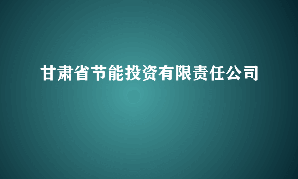 甘肃省节能投资有限责任公司