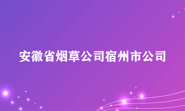 安徽省烟草公司宿州市公司