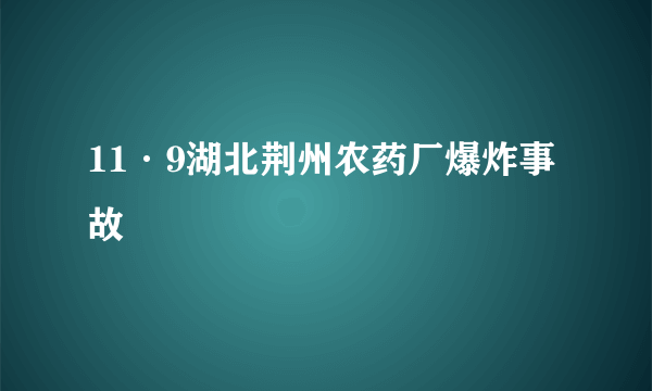 11·9湖北荆州农药厂爆炸事故