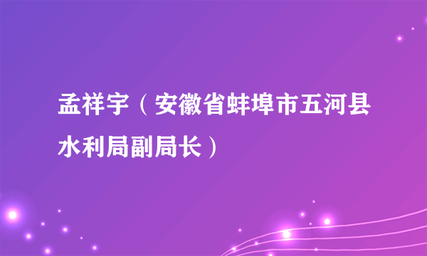 孟祥宇（安徽省蚌埠市五河县水利局副局长）