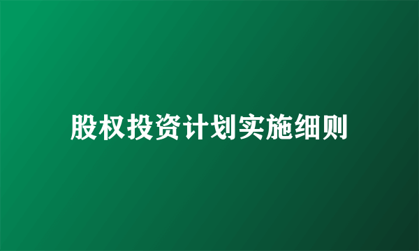 股权投资计划实施细则