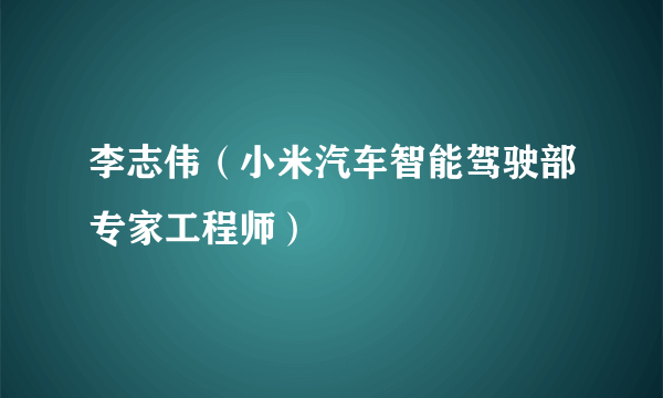 李志伟（小米汽车智能驾驶部专家工程师）