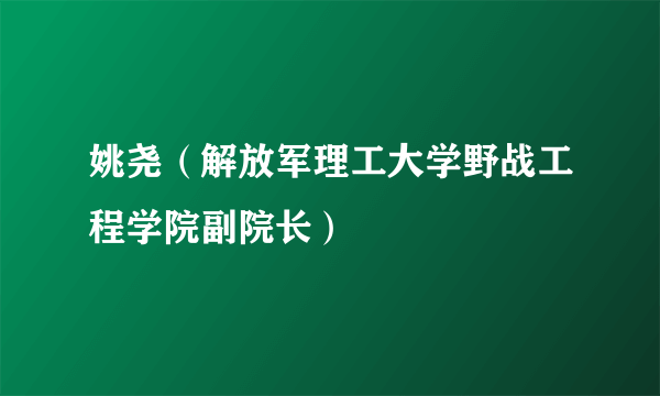 姚尧（解放军理工大学野战工程学院副院长）