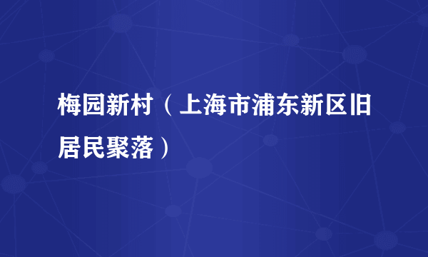 梅园新村（上海市浦东新区旧居民聚落）