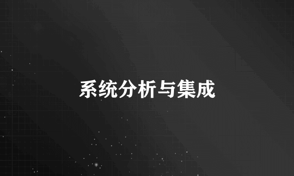 系统分析与集成