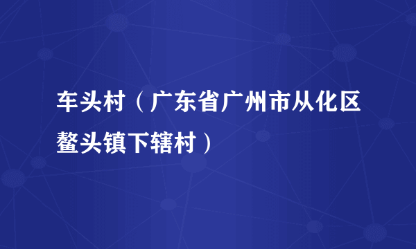 车头村（广东省广州市从化区鳌头镇下辖村）