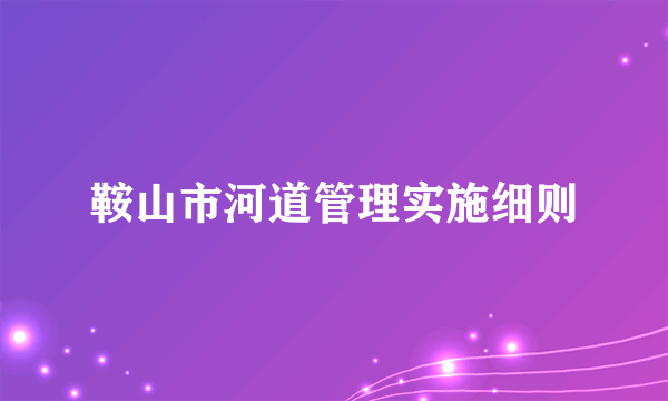 鞍山市河道管理实施细则