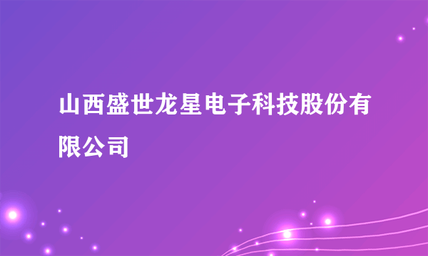 山西盛世龙星电子科技股份有限公司