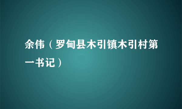 余伟（罗甸县木引镇木引村第一书记）