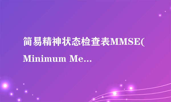 简易精神状态检查表MMSE( Minimum Mental State Examination)