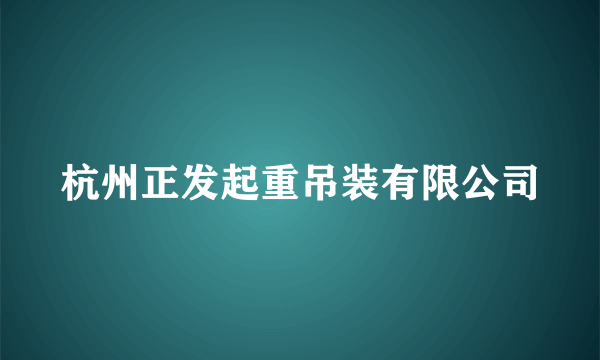 杭州正发起重吊装有限公司