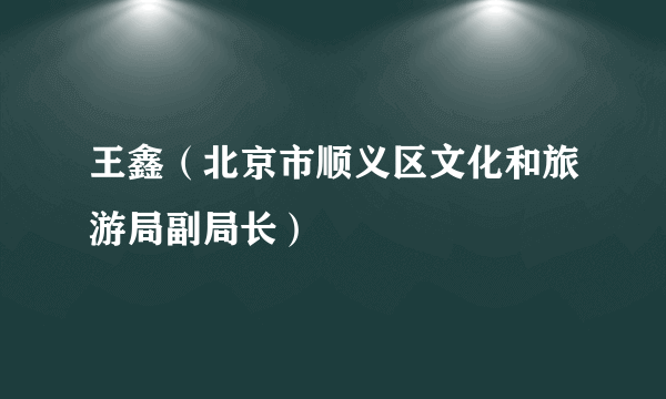 王鑫（北京市顺义区文化和旅游局副局长）