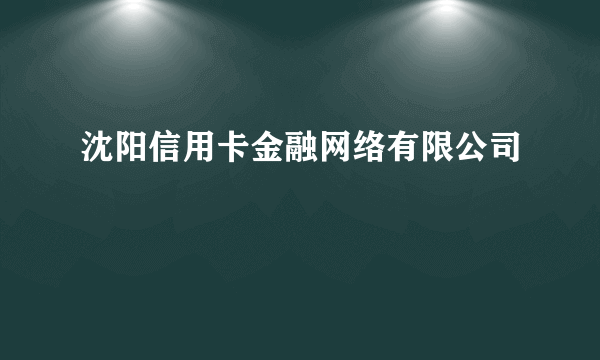 沈阳信用卡金融网络有限公司