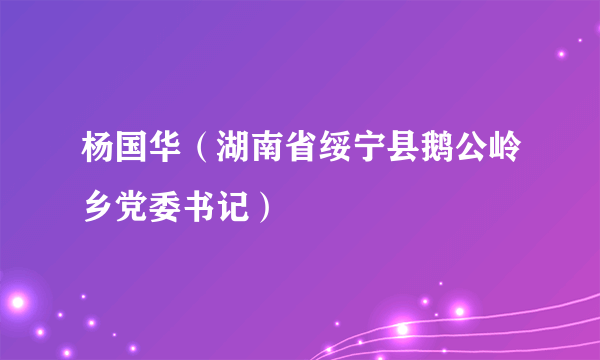 杨国华（湖南省绥宁县鹅公岭乡党委书记）