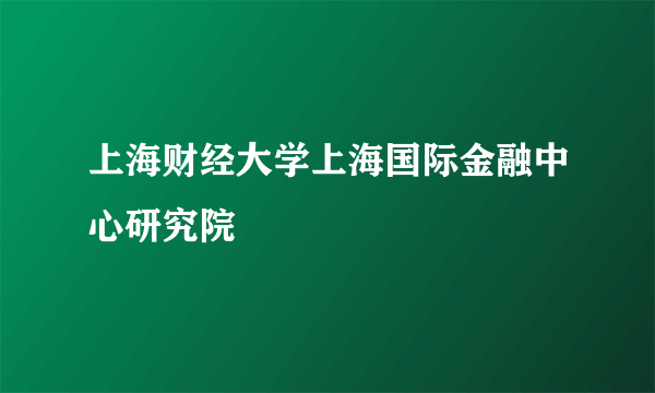 上海财经大学上海国际金融中心研究院