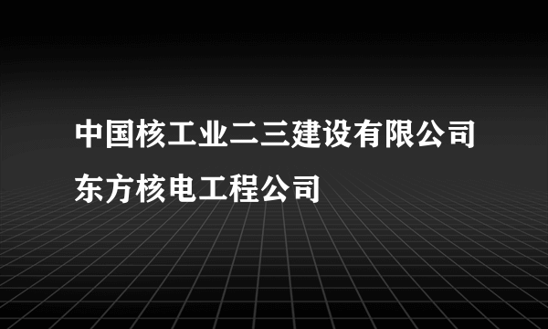 中国核工业二三建设有限公司东方核电工程公司