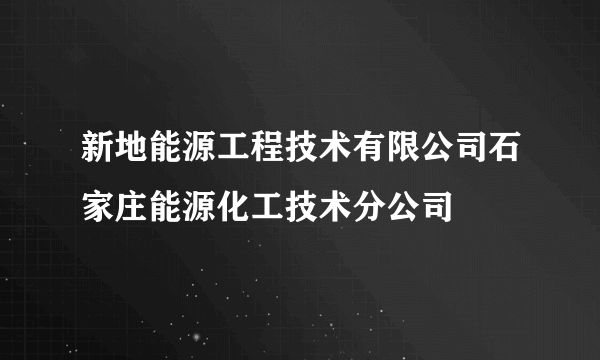 新地能源工程技术有限公司石家庄能源化工技术分公司