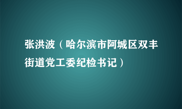 张洪波（哈尔滨市阿城区双丰街道党工委纪检书记）