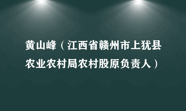 黄山峰（江西省赣州市上犹县农业农村局农村股原负责人）