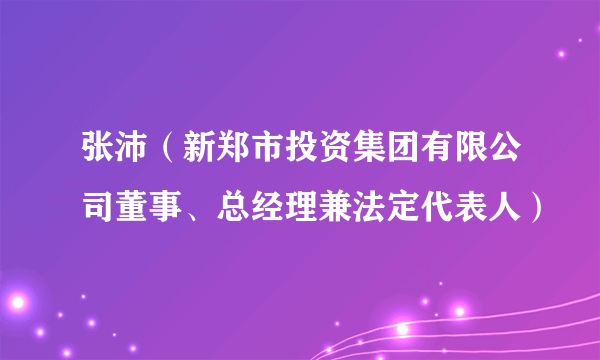 张沛（新郑市投资集团有限公司董事、总经理兼法定代表人）