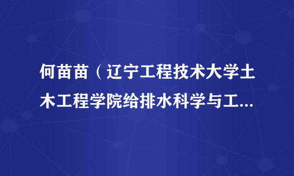 何苗苗（辽宁工程技术大学土木工程学院给排水科学与工程专业工程师、实验员）