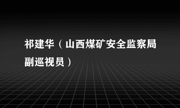 祁建华（山西煤矿安全监察局副巡视员）