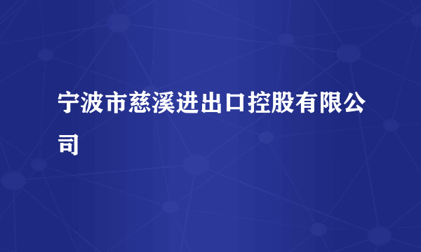 宁波市慈溪进出口控股有限公司