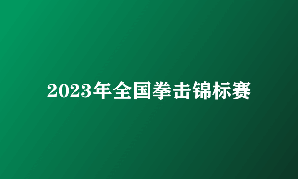 2023年全国拳击锦标赛