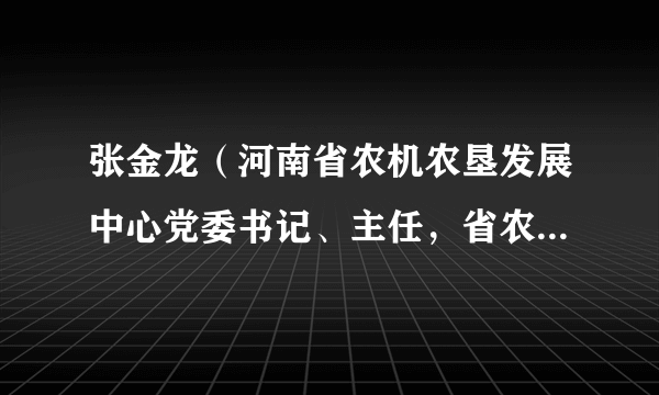 张金龙（河南省农机农垦发展中心党委书记、主任，省农业农村厅办公室主任）