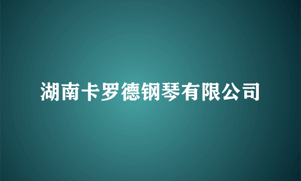 湖南卡罗德钢琴有限公司