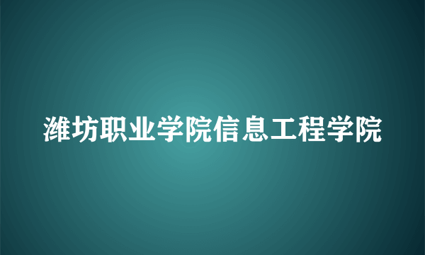 潍坊职业学院信息工程学院